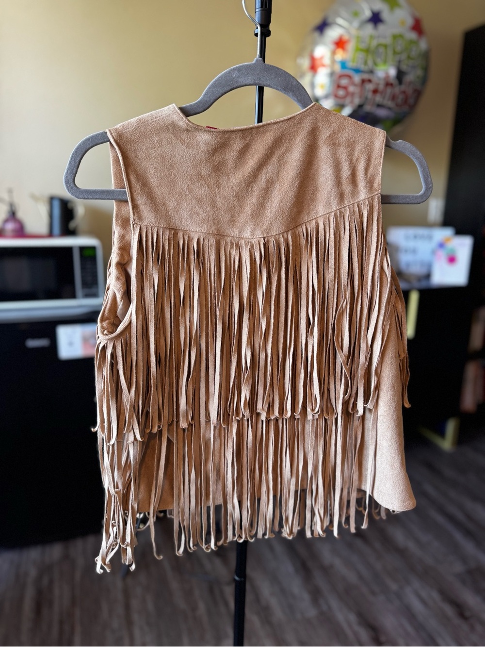 Saks Fifth Avenue Beige Suede Fringe Vest - Picture 2 of 4